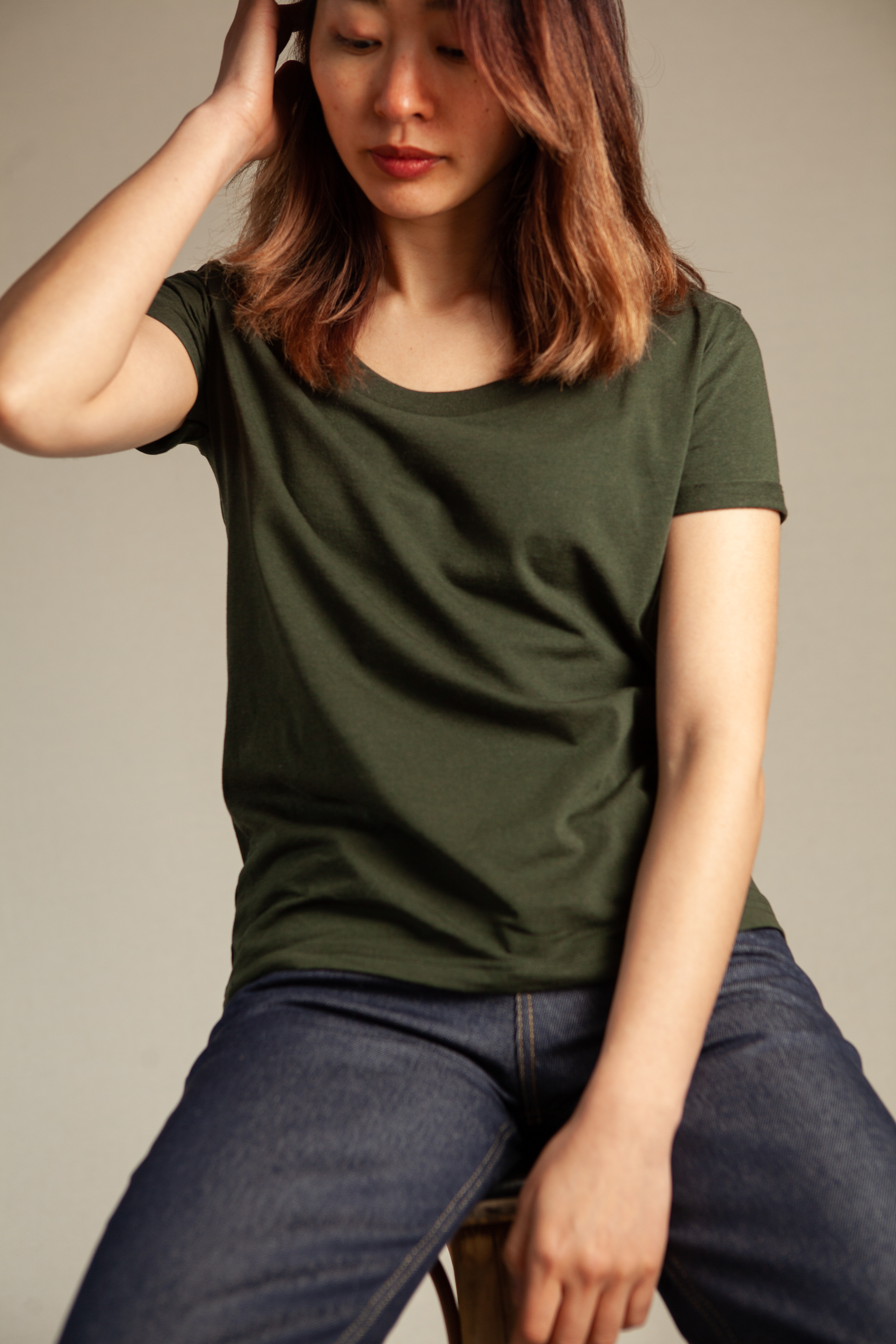 t-shirt-femme-echancre-vert-green-jungle-recycle-made-in-france