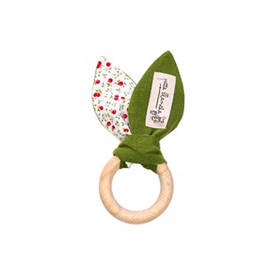 Anneau de dentition en lin vert gazon et coton GOTS