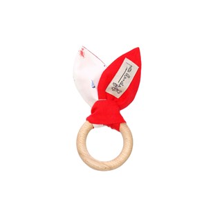 Anneau de dentition en lin rouge et coton GOTS