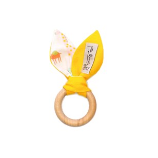 Anneau de dentition en lin jaune et coton GOTS