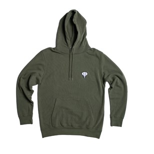 Sweat à capuche kaki logo éléphant - Tencel & Coton bio 