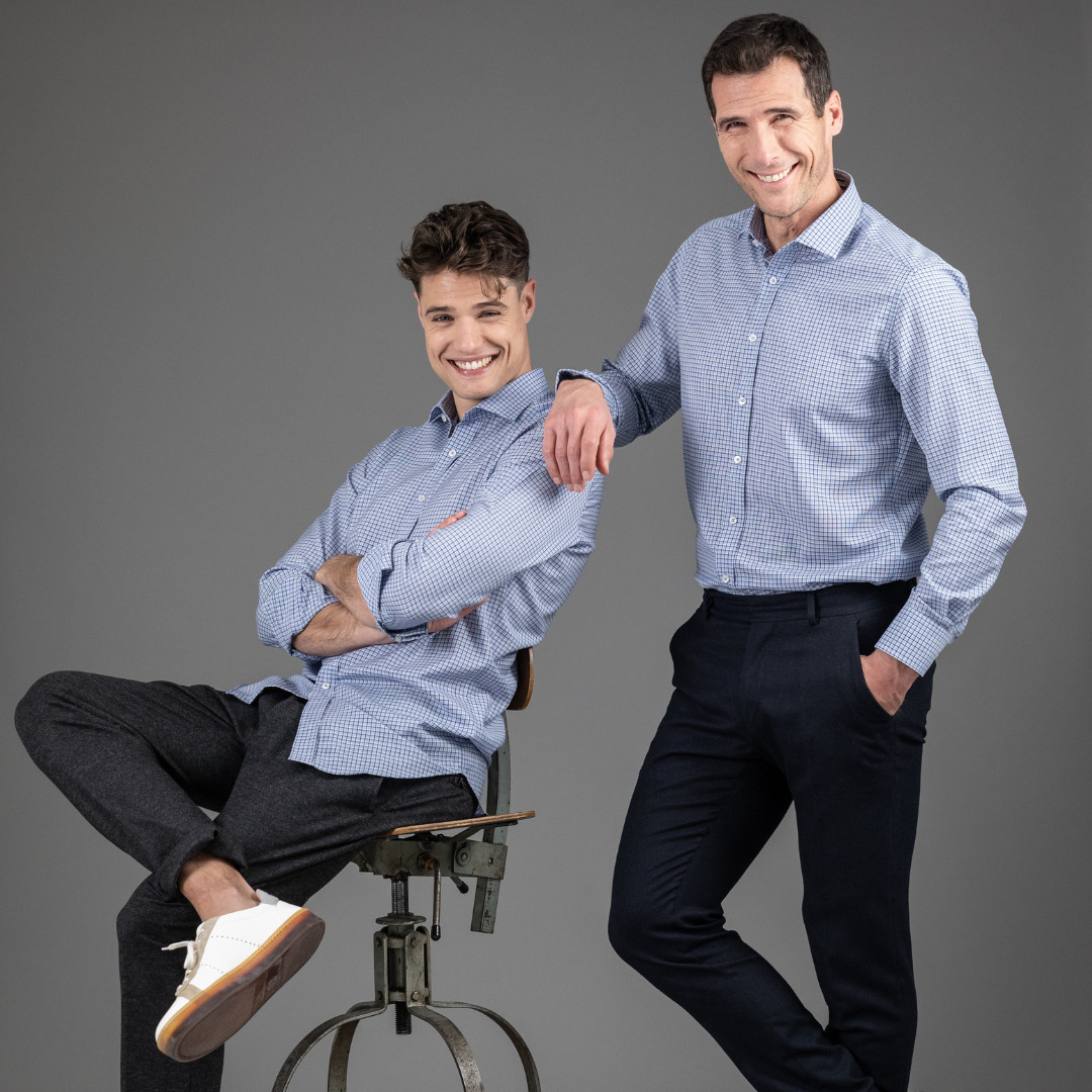 chemise laine merinos superfine thermorégulante carreaux bleu Wolbe