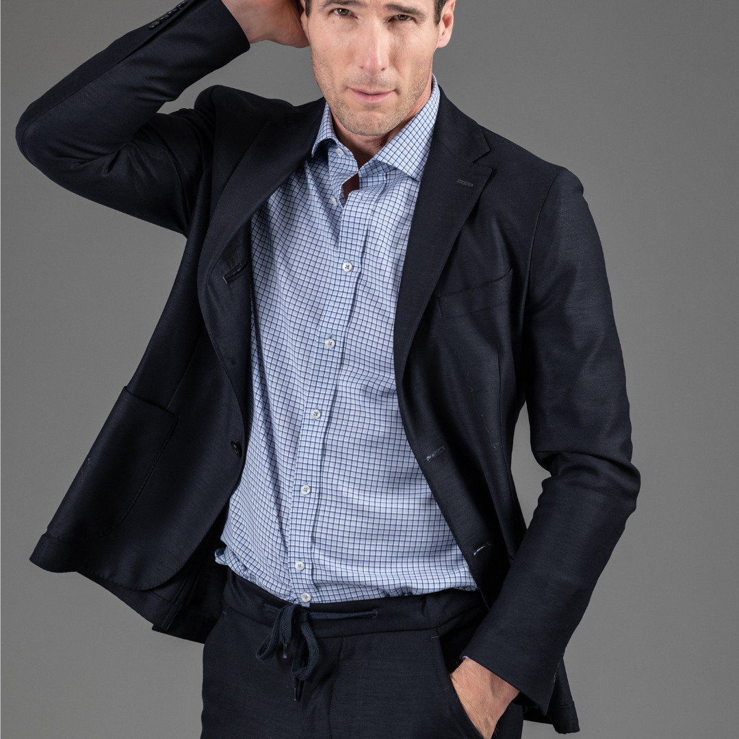 chemise laine merinos superfine thermorégulante carreaux bleu Wolbe