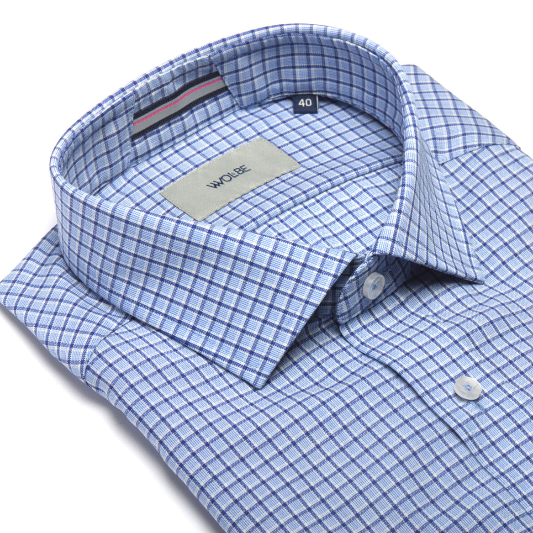 chemise laine merinos superfine thermorégulante carreaux bleu Wolbe
