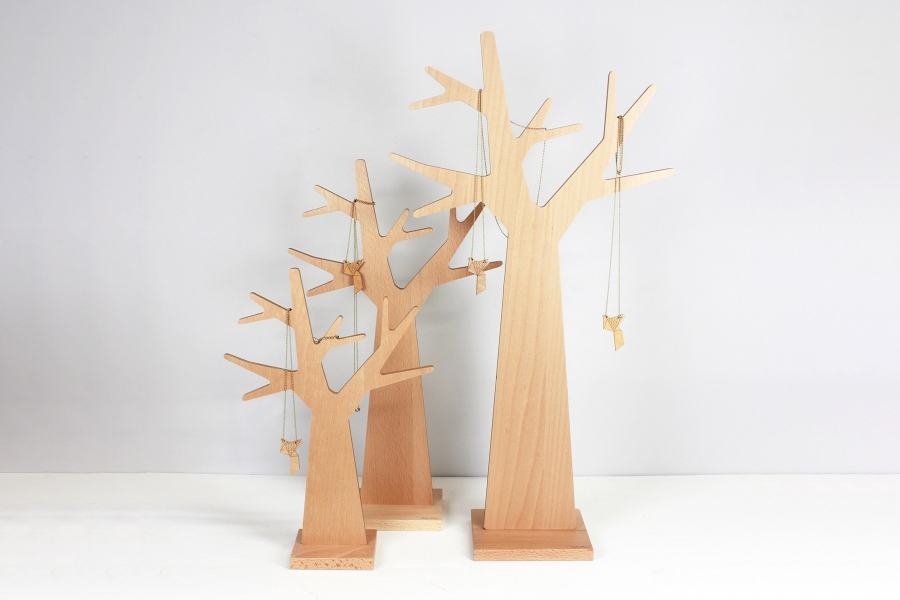 Arbre à bijoux en bois de hêtre fabriqué en France
