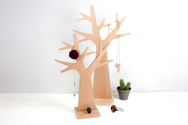 Arbre à bijoux en bois de hêtre fabriqué en France