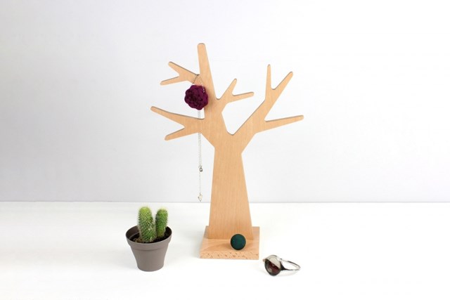 Arbre à bijoux en bois de hêtre fabriqué en France