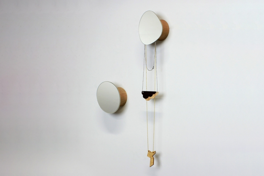 Patère miroir en bois de hêtre fabriqué en France