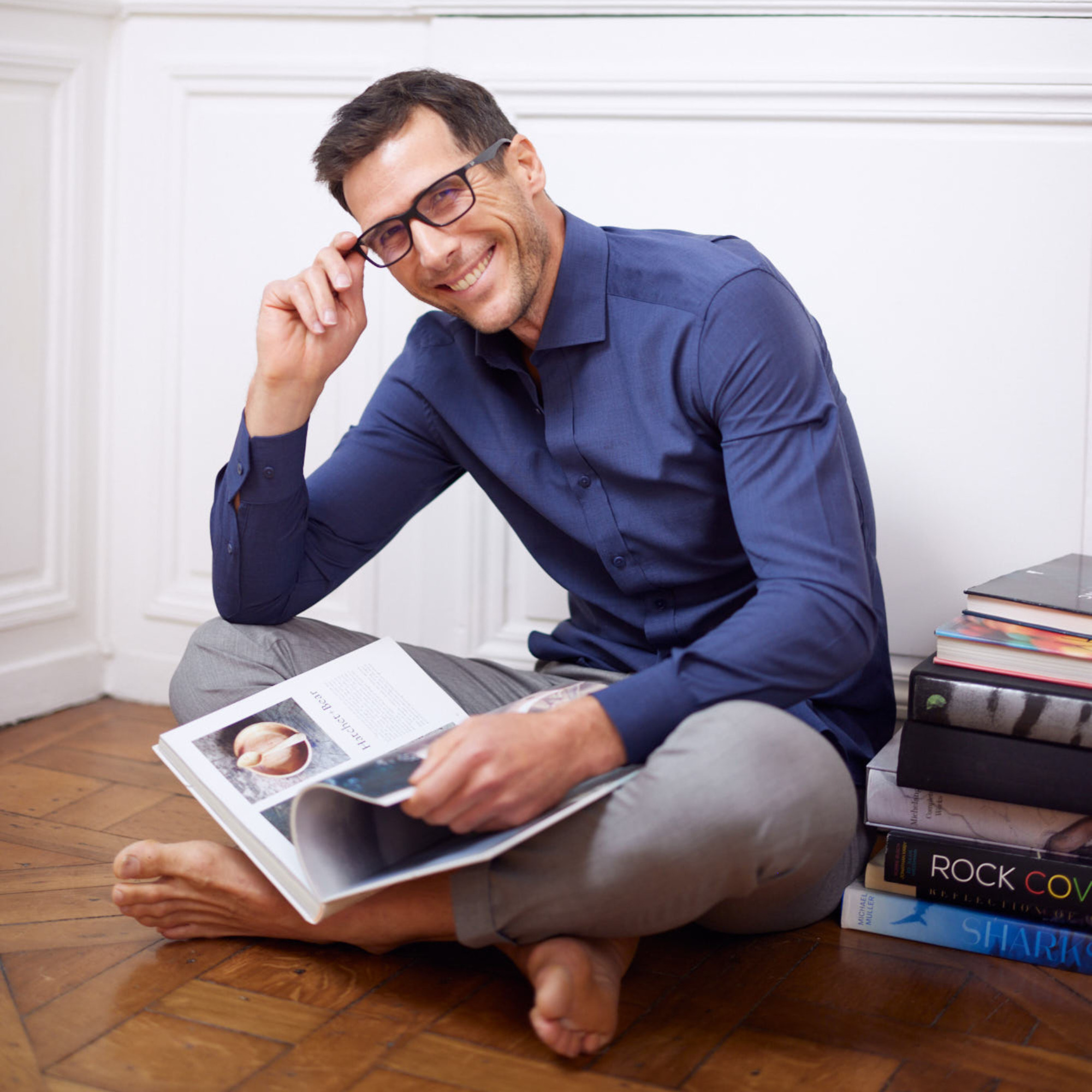 chemise Biella thermorégulante en laine merinos bleu de minuit Wolbe