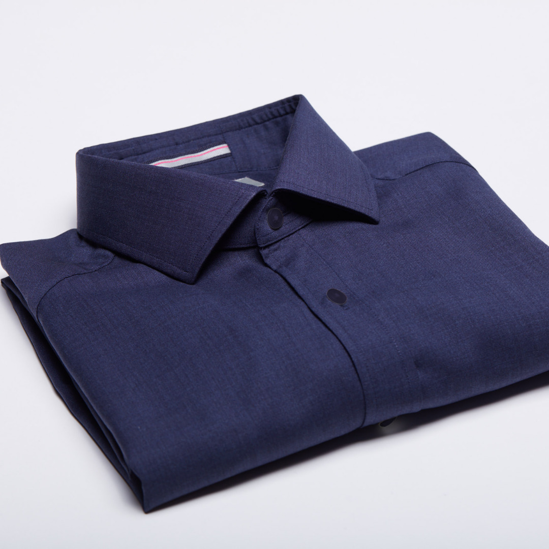 chemise Biella thermorégulante en laine merinos bleu de minuit Wolbe