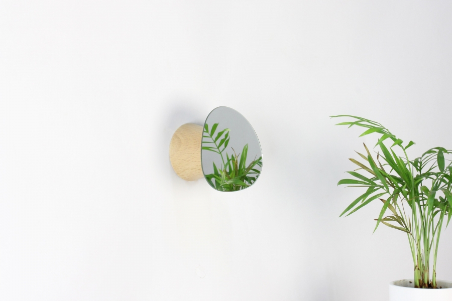 Patère miroir en bois de hêtre fabriqué en France