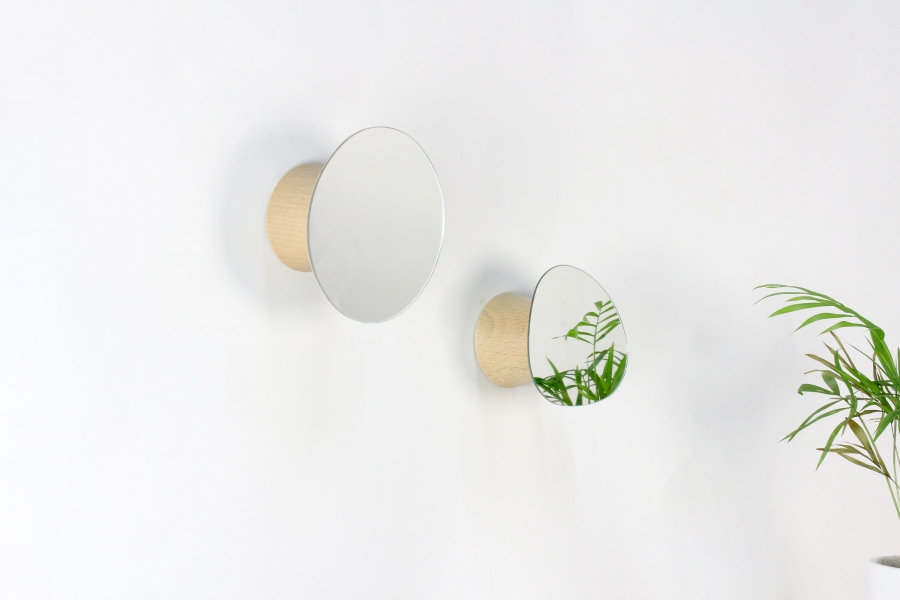 Patère miroir en bois de hêtre fabriqué en France