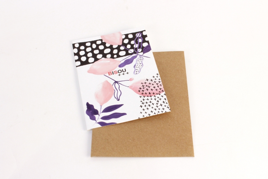 Carte postale double en papier recyclé made in France