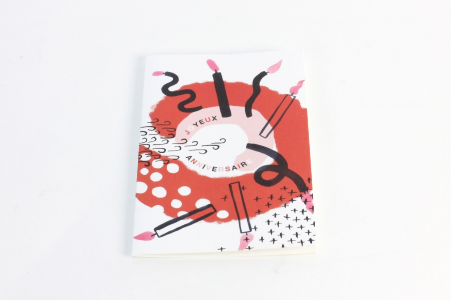 Carte postale double anniversaire en papier recyclé, fabriquée en France