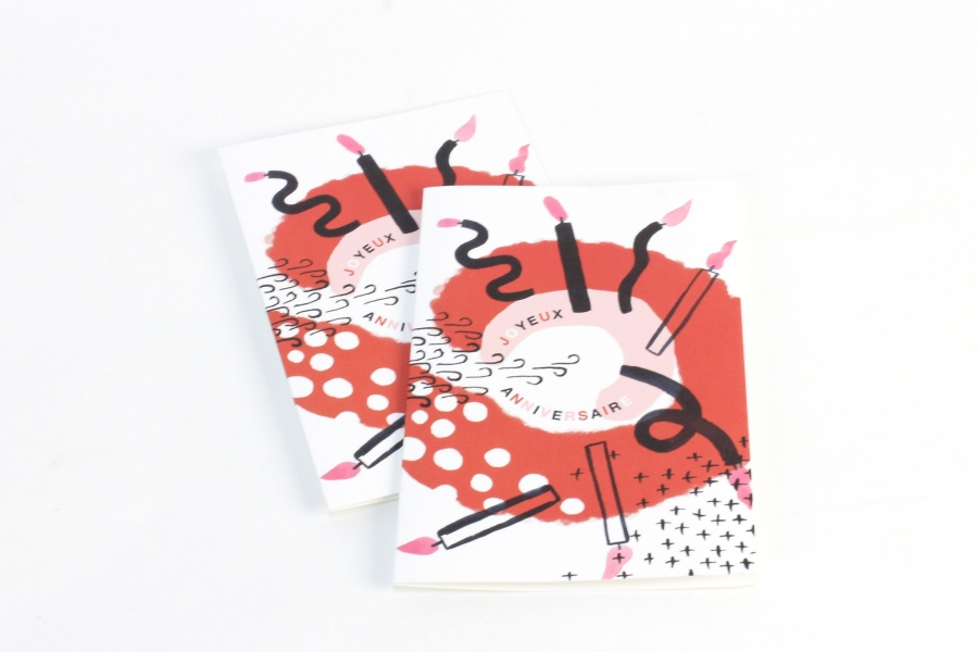 Carte postale double anniversaire en papier recyclé, fabriquée en France