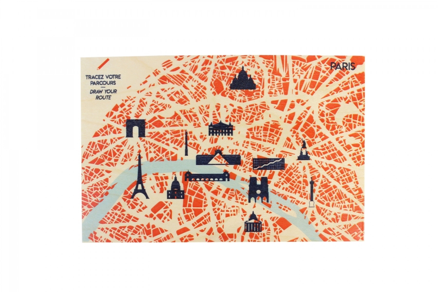 Carte postale en bois d'érable fabriquée en France