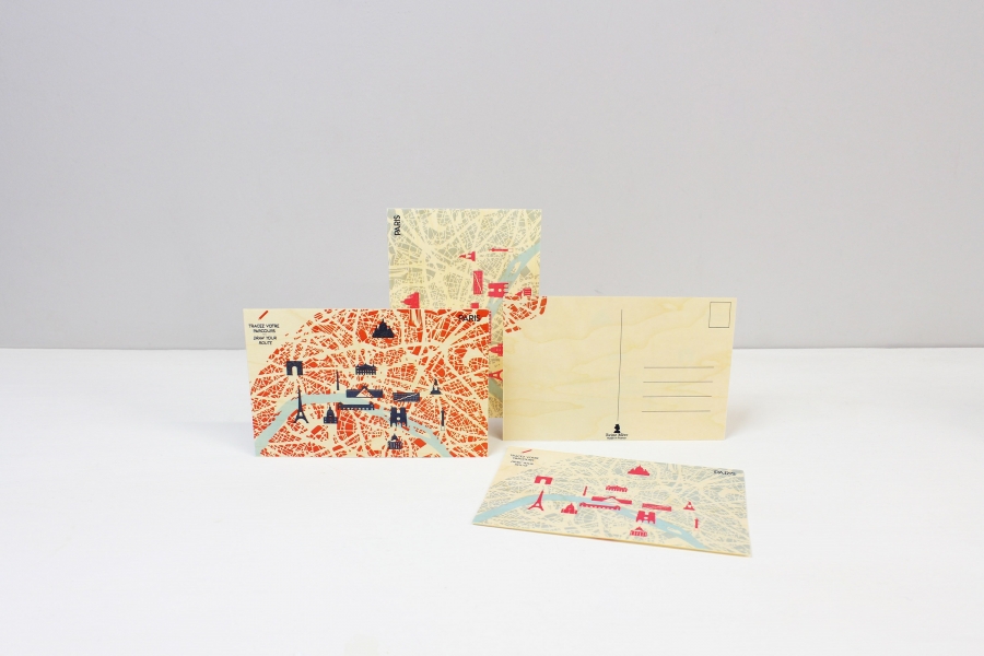 Carte postale en bois d'érable fabriquée en France