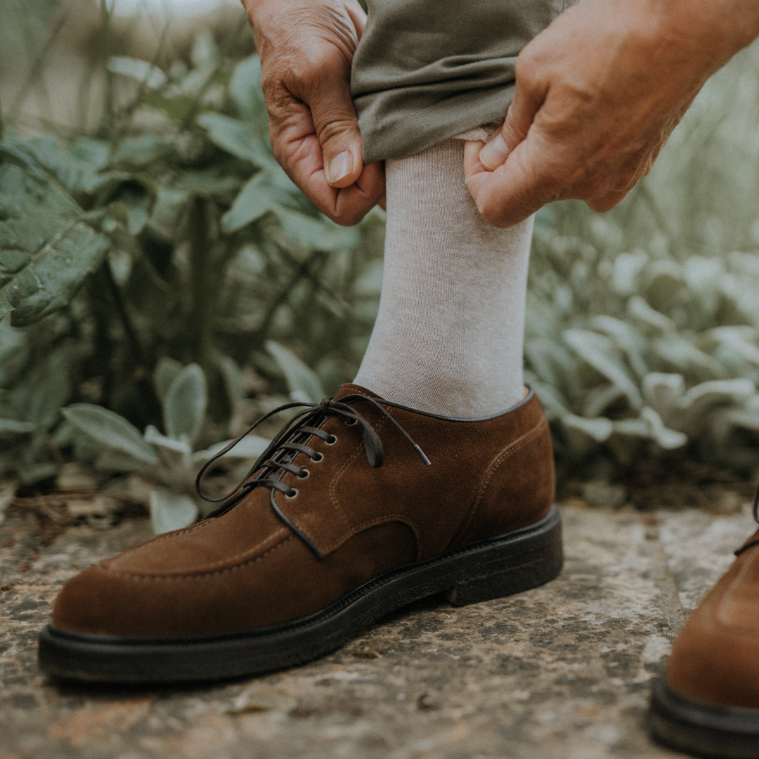 Chaussettes coton lin beige hommes
