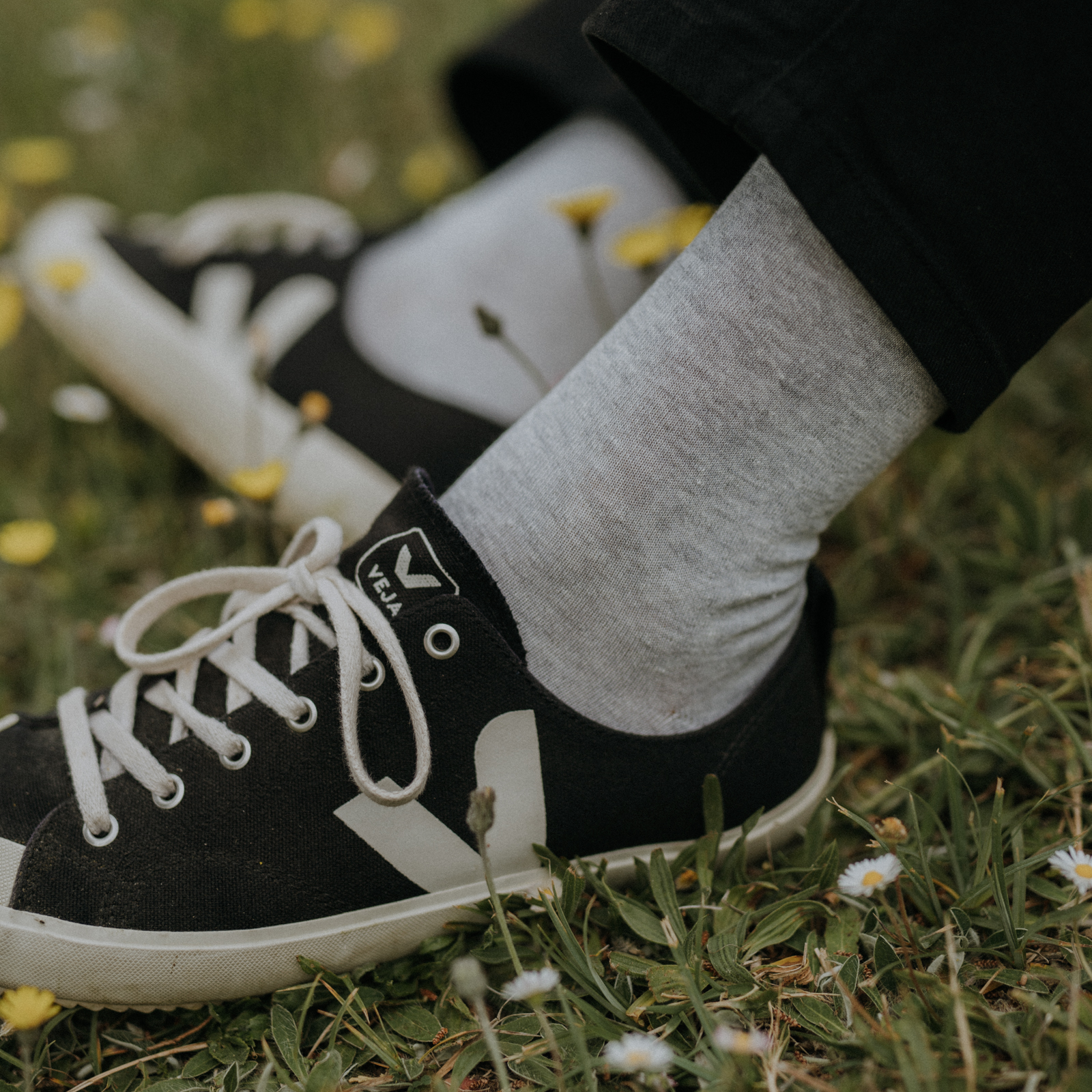 Chaussettes lin coton gris clair