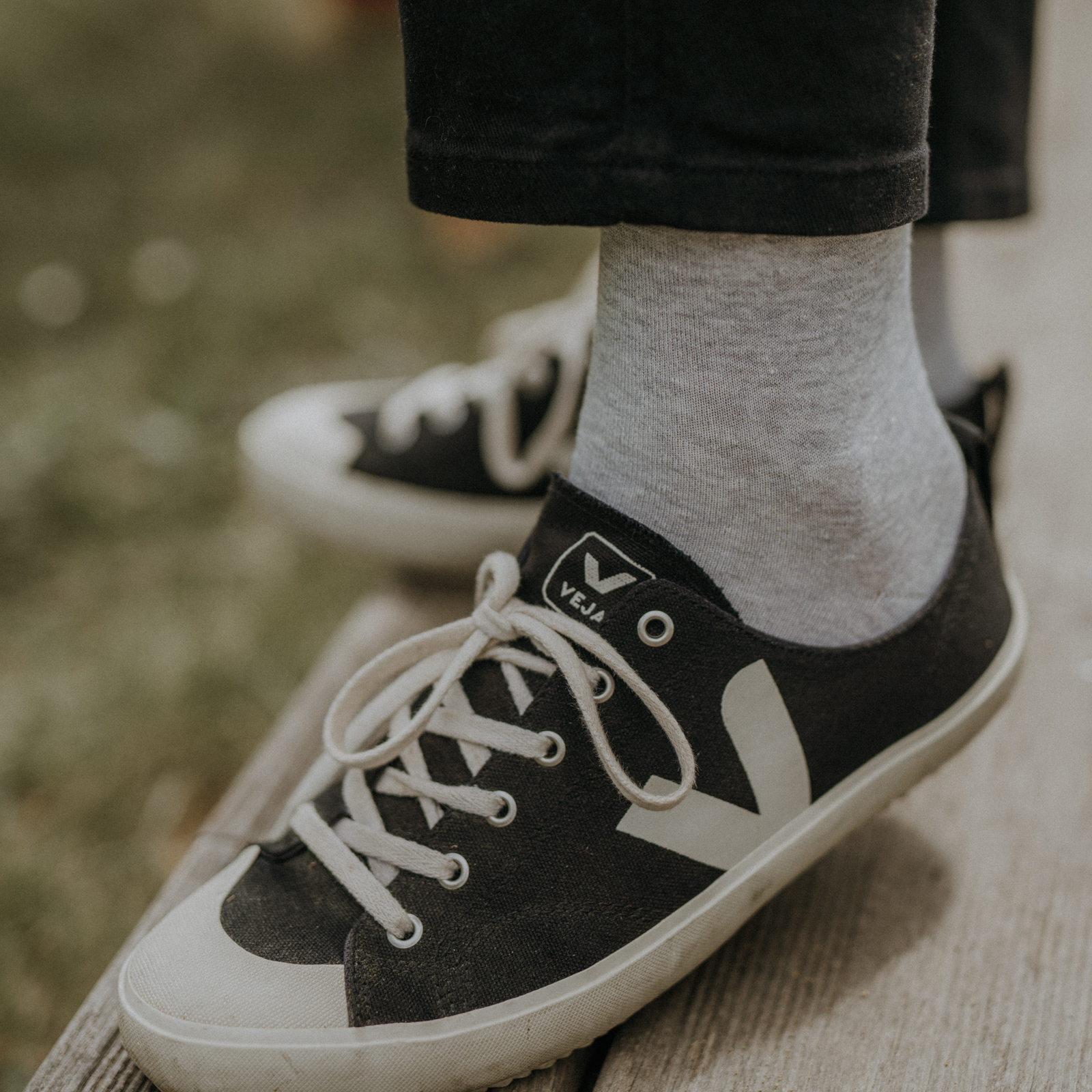 Chaussettes lin coton gris clair