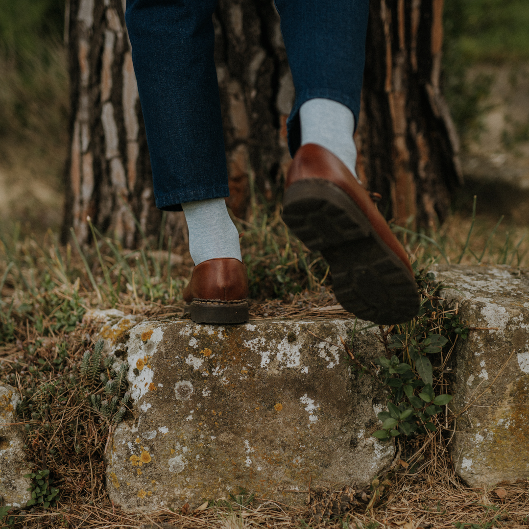 Chaussettes lin coton bleu ciel