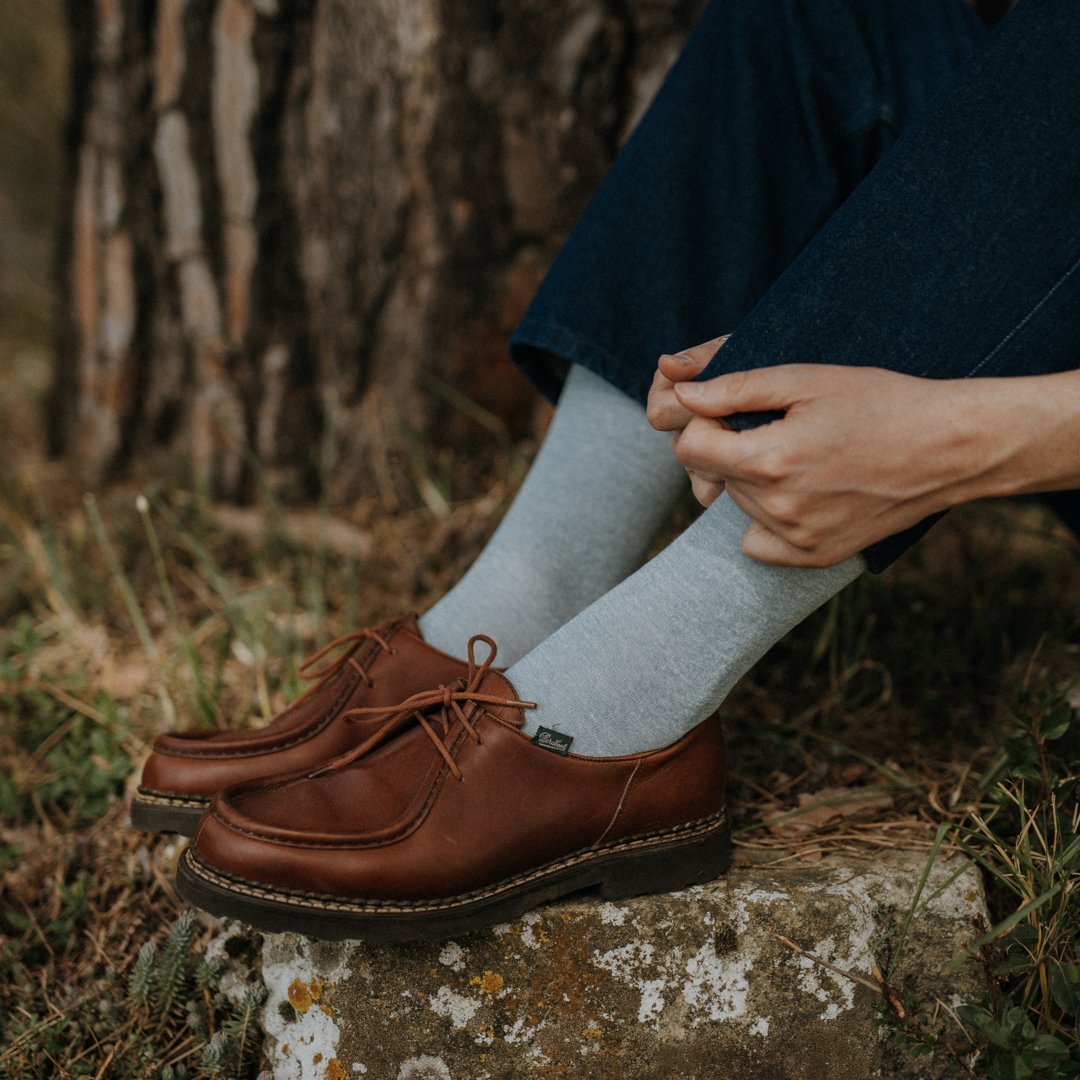 Chaussettes homme lin coton bleu clair