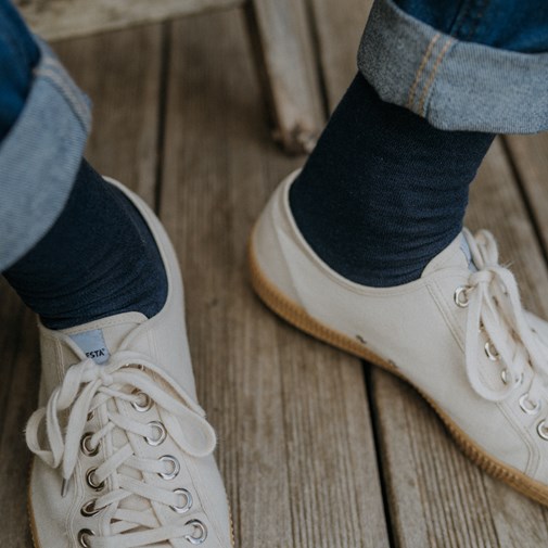 Chaussettes lin & coton bleu marine