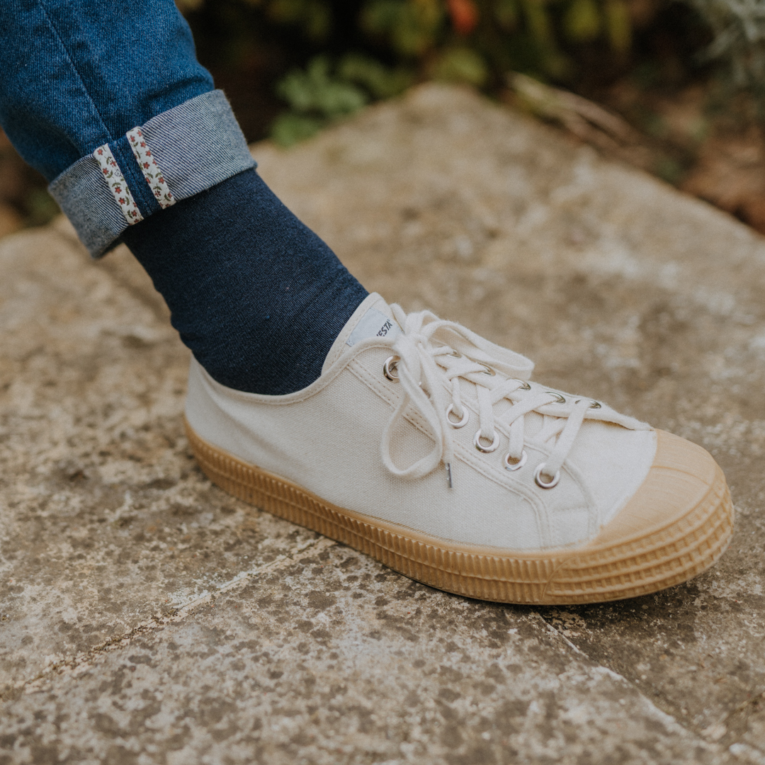 Chaussettes coton lin bleu marine