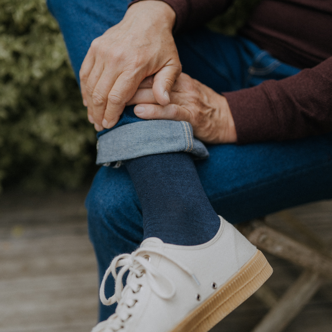 Chaussettes coton lin bleu marine