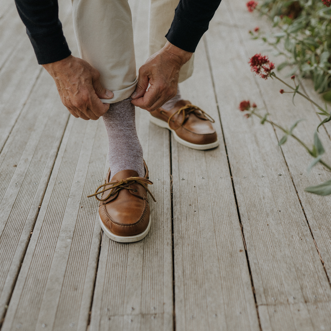 Chaussettes homme coton lin bordeaux