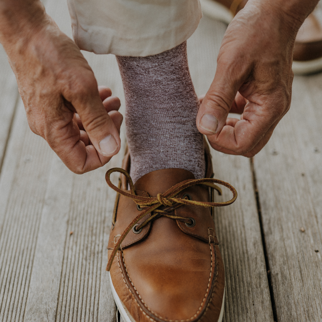 Chaussettes homme coton lin bordeaux chiné