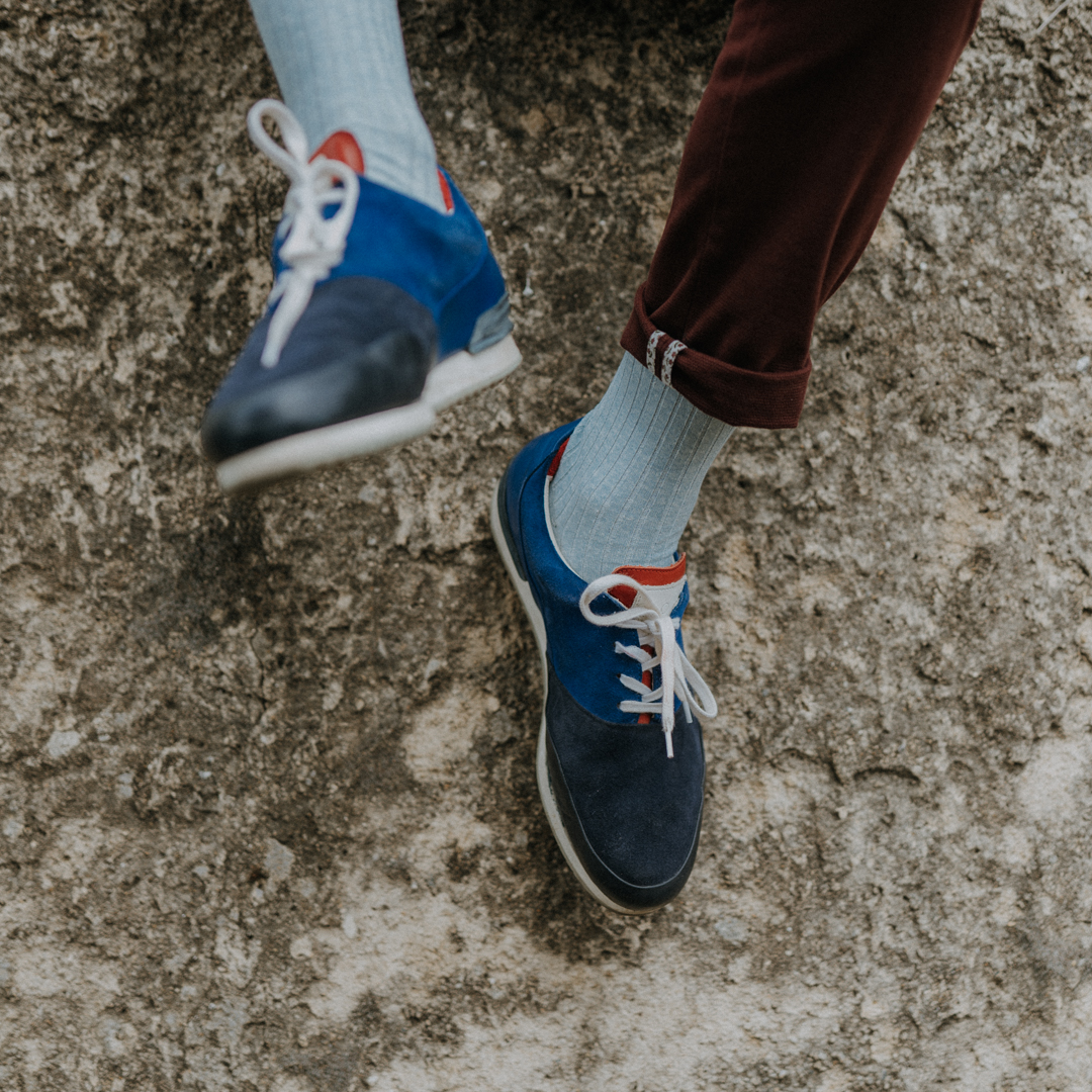 Chaussettes coton lin pour hommes bleu ciel