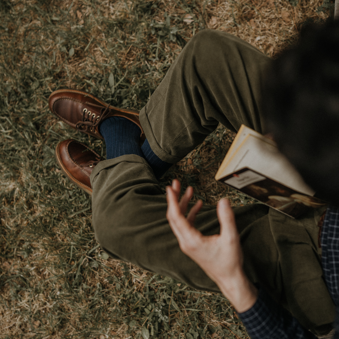 Chaussettes été coton lin bleu hommes
