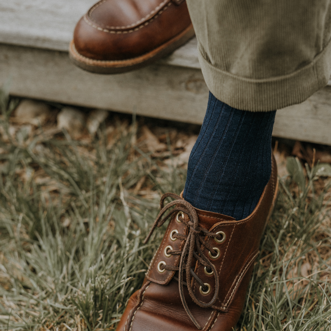 Chaussettes légères coton lin bleu pour hommes
