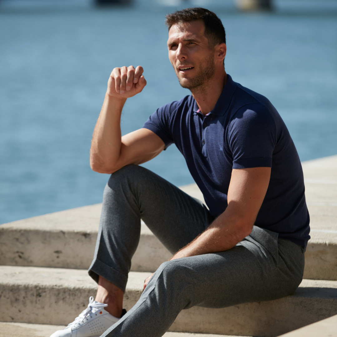 polo léger manches courtes Arguin en maille de merinos et Tencel