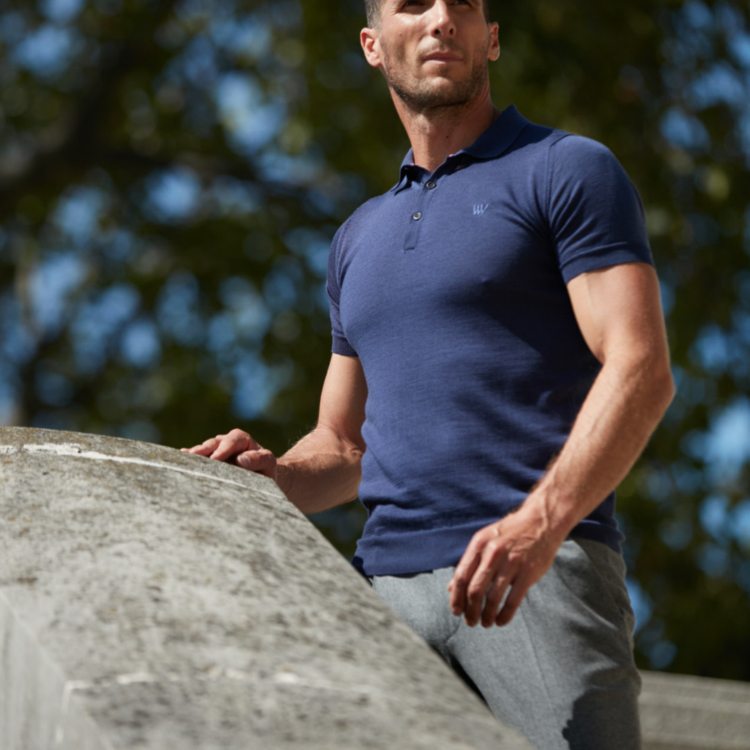 polo léger manches courtes Arguin en maille de merinos et Tencel