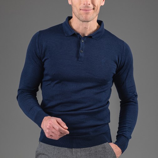 pull manches longues en laine merinos et Tencel®, Amsterdam bleu marine