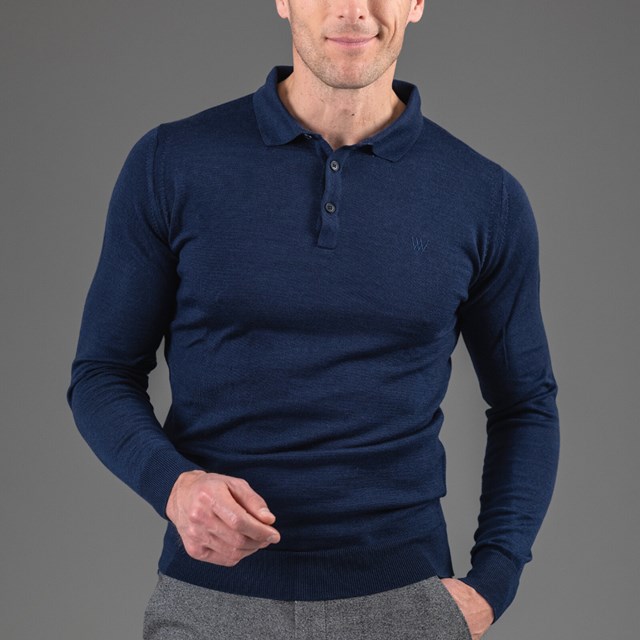 pull Amsterdam col bouton en laine merinos et Tencel