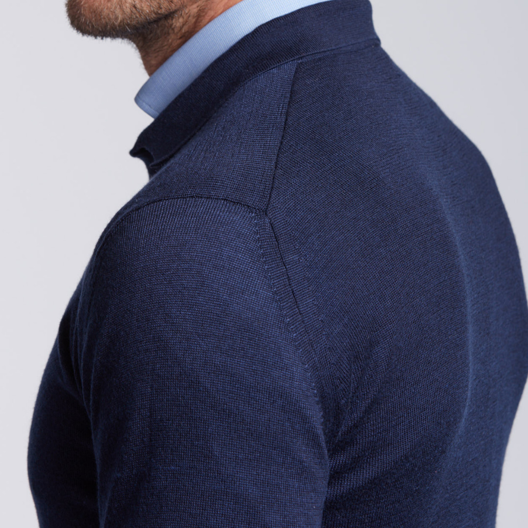 pull Amsterdam col bouton en laine merinos et Tencel