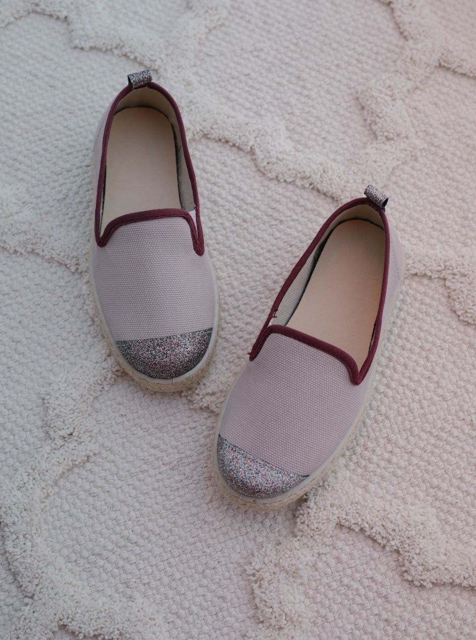 espadrilles recyclées roses à paillettes