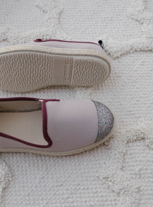 espadrilles recyclées roses à paillettes
