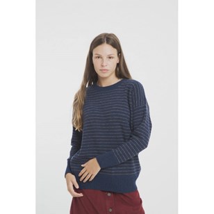 Pull rayé en laine mérinos bio "Jersay Blue Lines" - Bleu