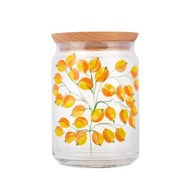 Bocal en verre peint à la main - Glycine Jaune - 1L  3