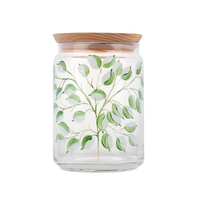 Bocal en verre peint à la main - Glycine Blanche - 1L  3