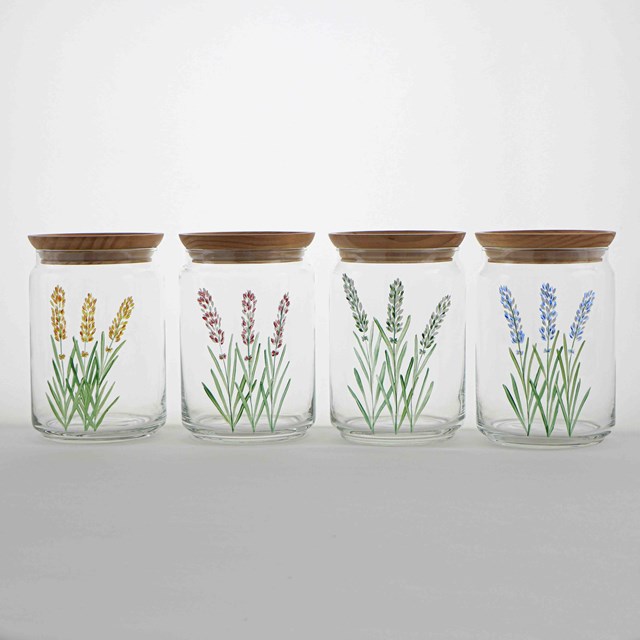 Bocal en verre peint à la main - Lavande Bleue - 1L 2