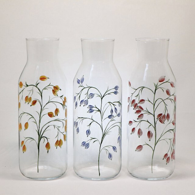 Carafe 1L en verre peint main - Glycine Bleu 2