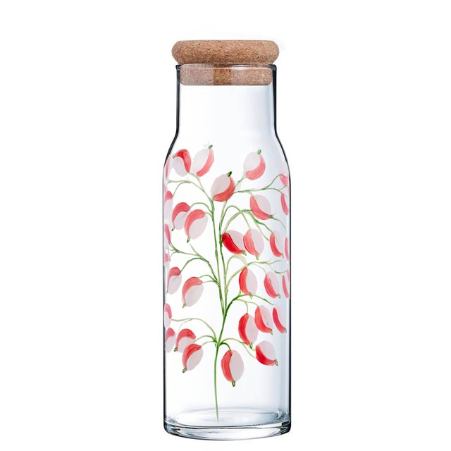 Carafe en verre peinte à la main - Glycine Rouge