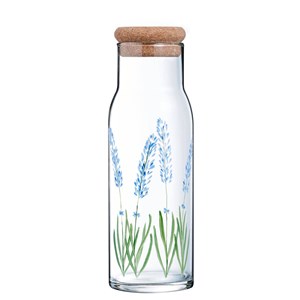 Carafe 1L en verre peint main - Lavande Bleu