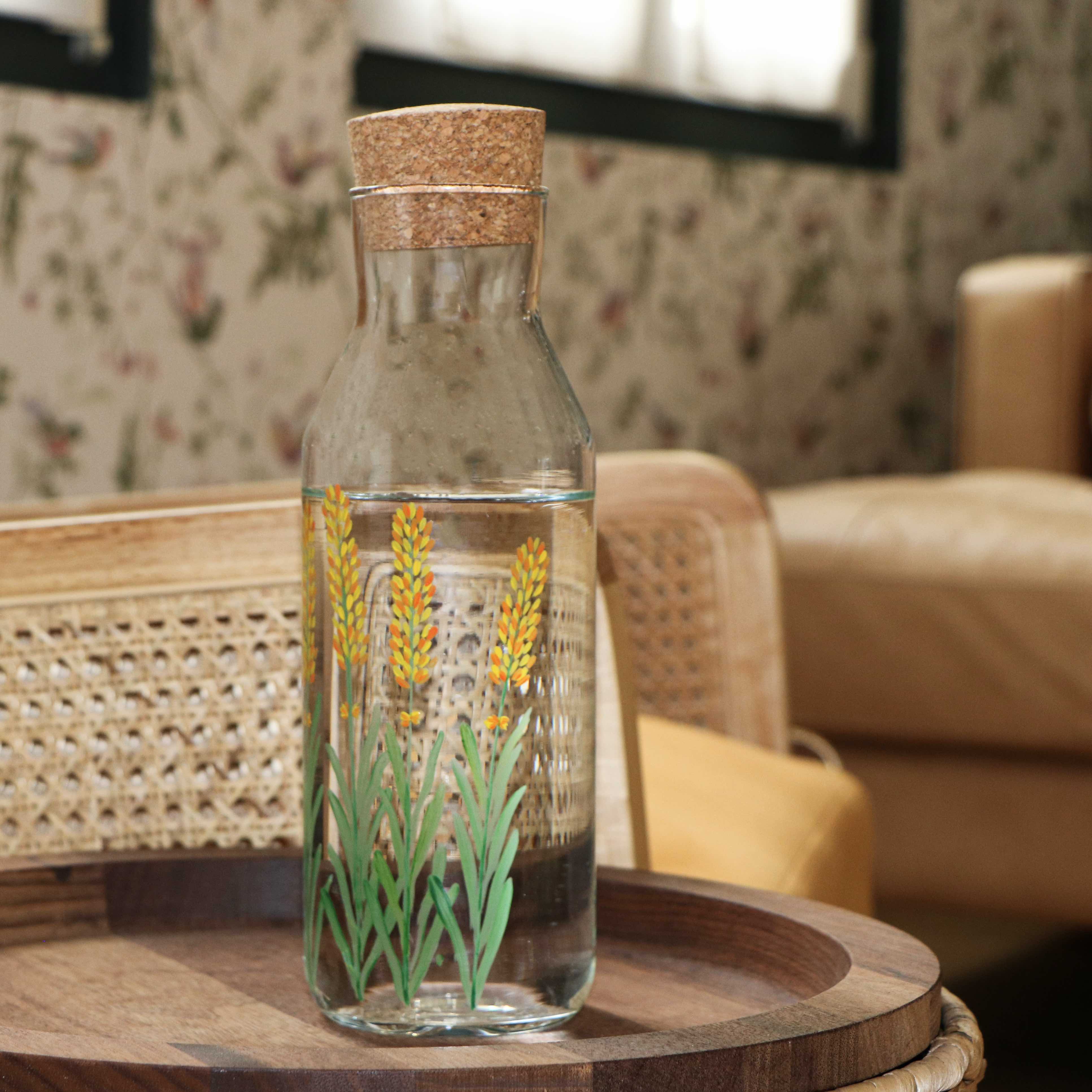 Carafe 1L en verre peint main - Lavande Jaune 5