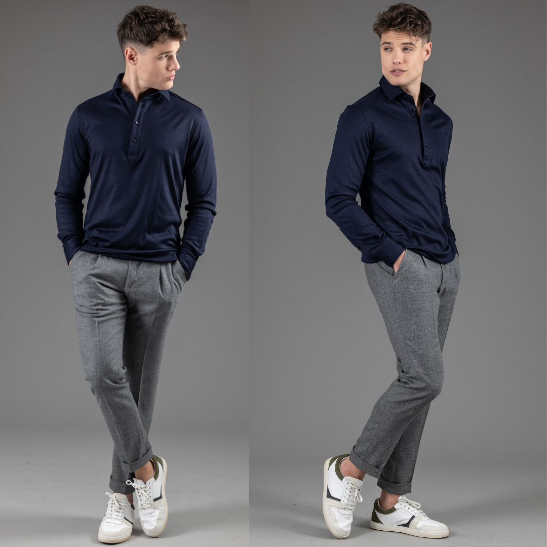 city pant gris clair avec pince en laine merinos super 130